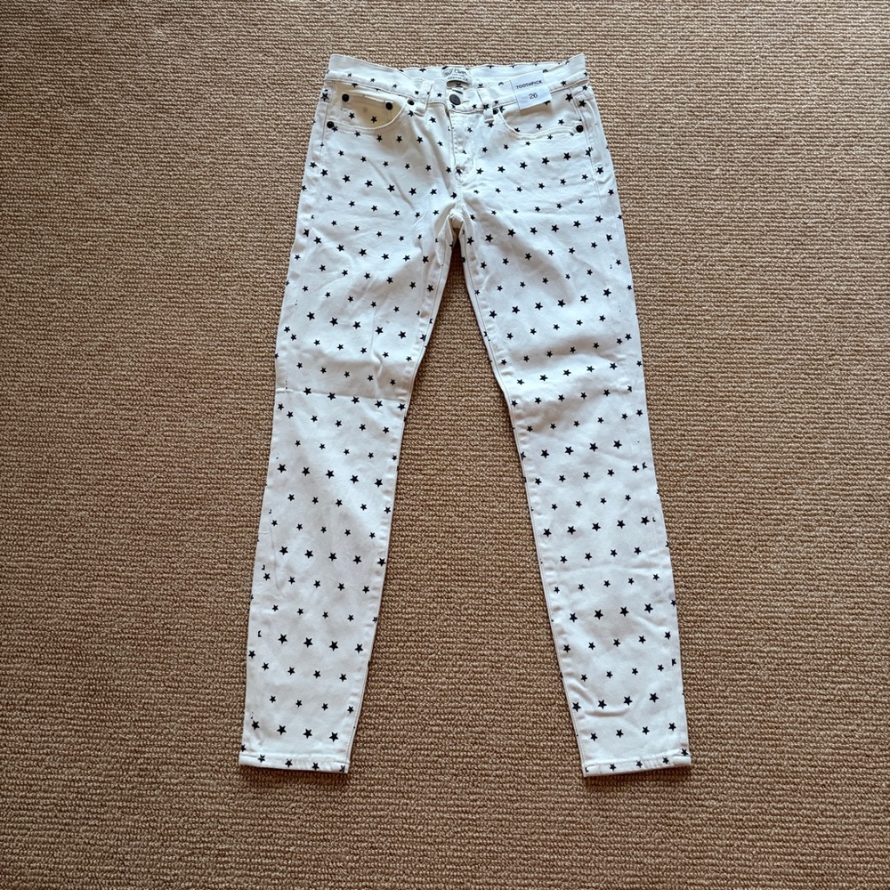 Women's J. Crew Trademark Toothpick Jeans with Star Print, Size 26 NWT